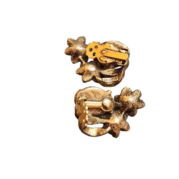 Vintage Signed Selini Acrylic Clip Earrings (A1974) - Picture 4 of 5